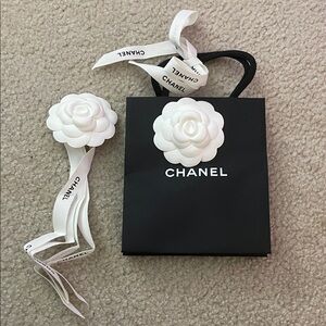 Small Chanel Shopping Bag with White Flower and Ribbon